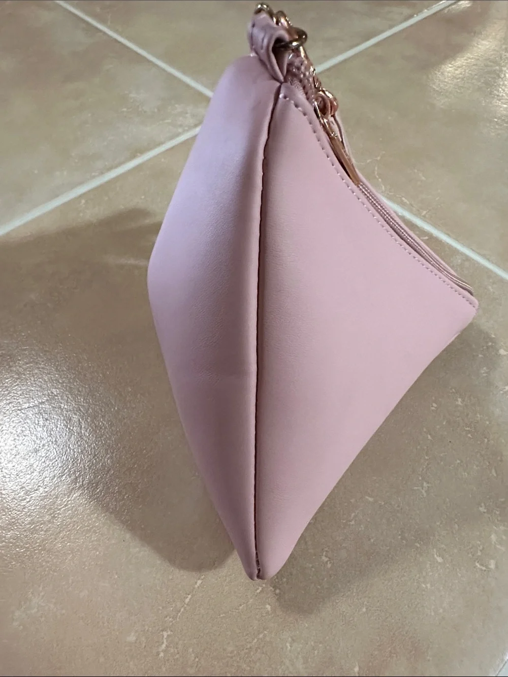 Women's Blush Pink Wristlet Clutch with Tassel & Pearl Charm
